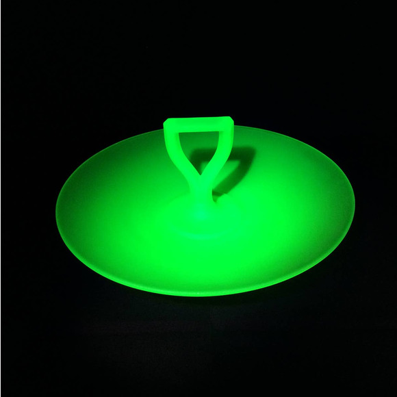 Vintage Frosted Vaseline Uranium Glass Serving plate with Middle handle - Picture 3 of 8